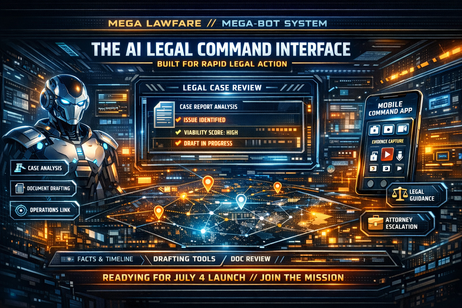 Mega-Bot AI Legal Command System Interface